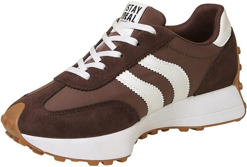 Women's Thick Sole Fashion Sneakers - Breathable Textile Upper with Rubber Outsole for All-Season Walking - Beige
