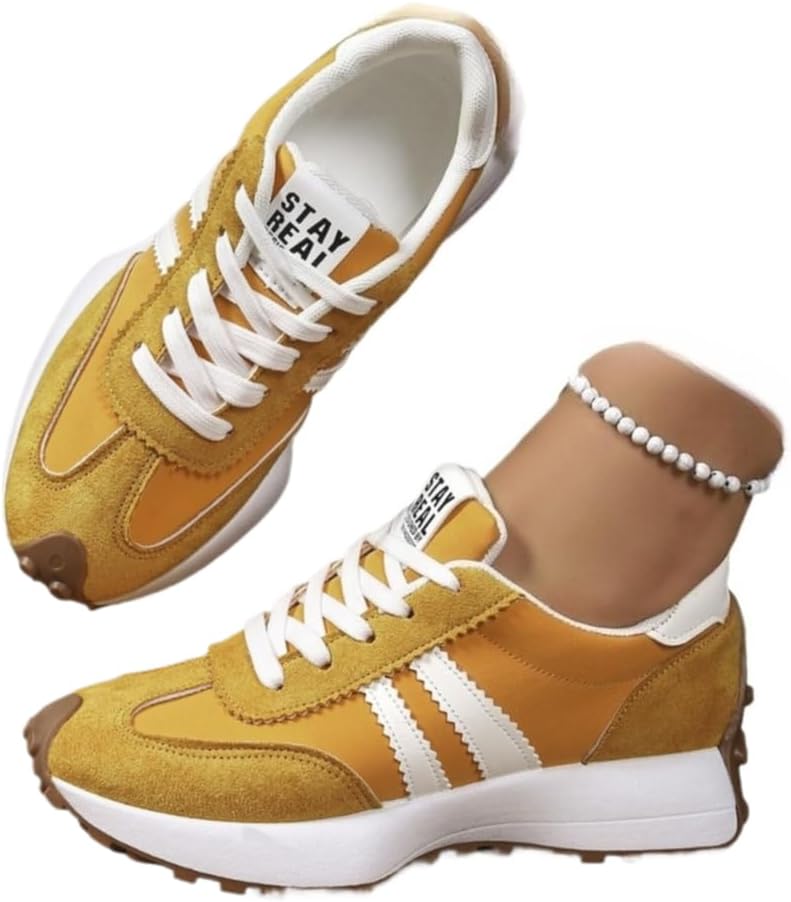 Women's Thick Sole Fashion Sneakers - Breathable Textile Upper with Rubber Outsole for All-Season Walking - Blue