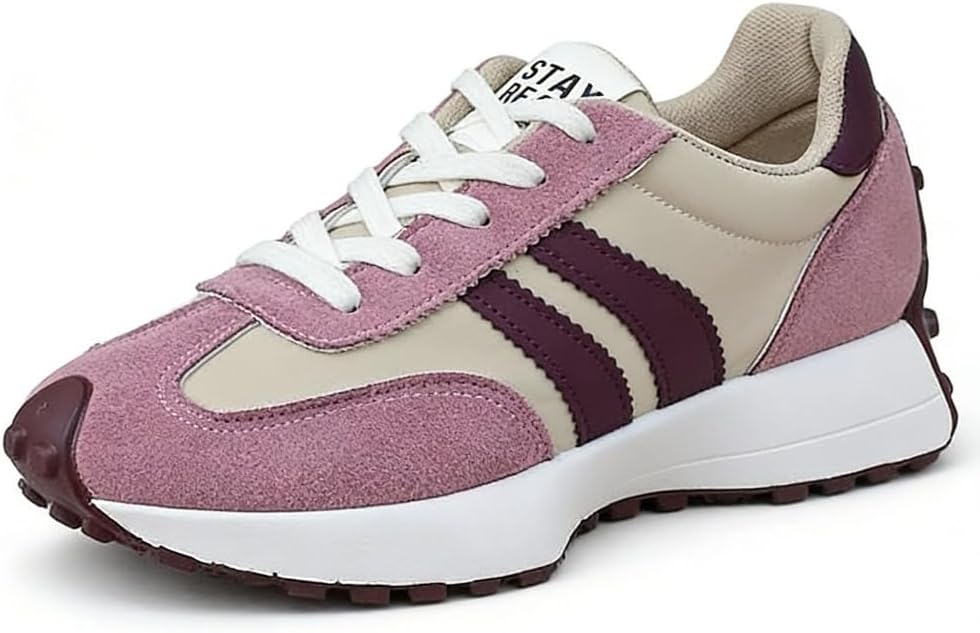 Women's Thick Sole Fashion Sneakers - Breathable Textile Upper with Rubber Outsole for All-Season Walking - Black