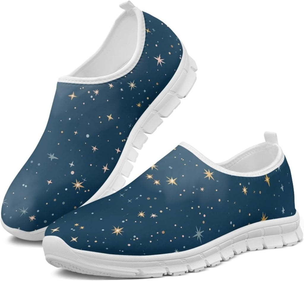Women's Lightweight Floral Sneakers - Athletic Walking Shoes with Pull Tab and Cushioned Sole for Daily Errands - 8