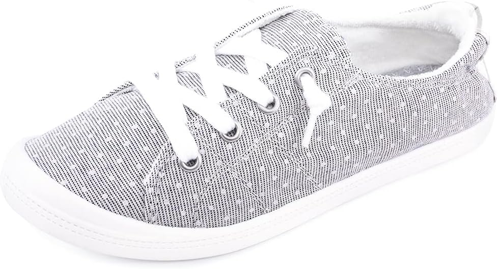Women's Canvas Slip-On Sneakers - Low Top Walking Shoes with Breathable Upper and Cushioned Footbed - 9
