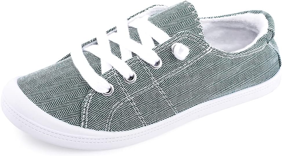 Women's Canvas Slip-On Sneakers - Low Top Walking Shoes with Breathable Upper and Cushioned Footbed - 9