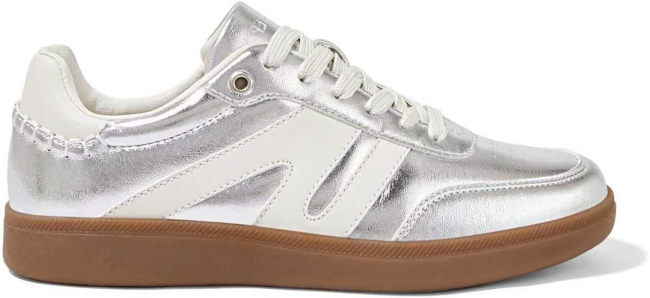 Women's Genuine Leather Retro Sneakers - Gum Sole Tennis Trainers with Anti-Slip Grip for Skate and Walking - 7