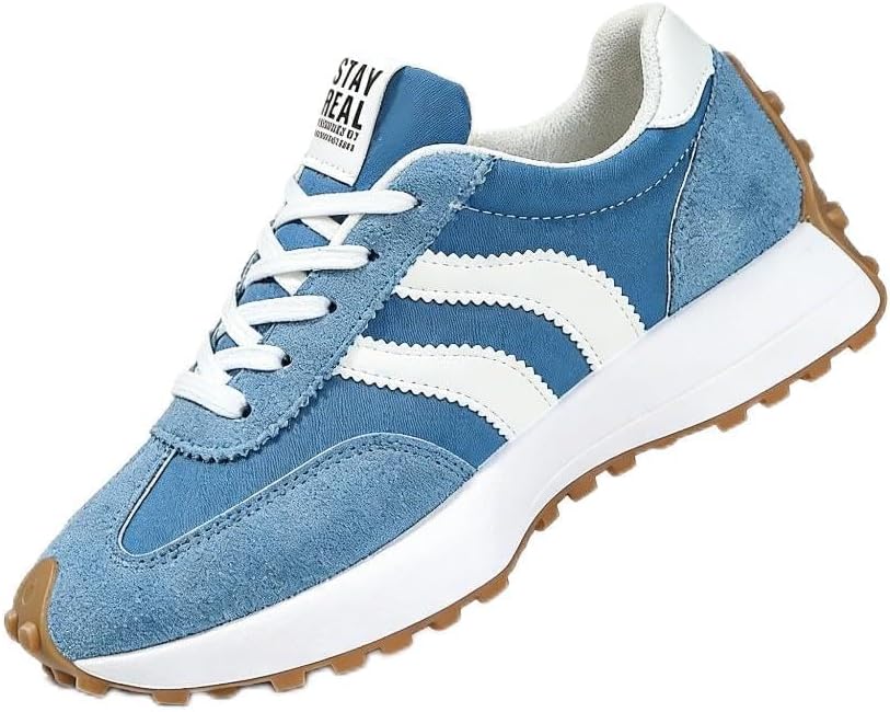 Women's Thick Sole Fashion Sneakers - Breathable Textile Upper with Rubber Outsole for All-Season Walking - Beige