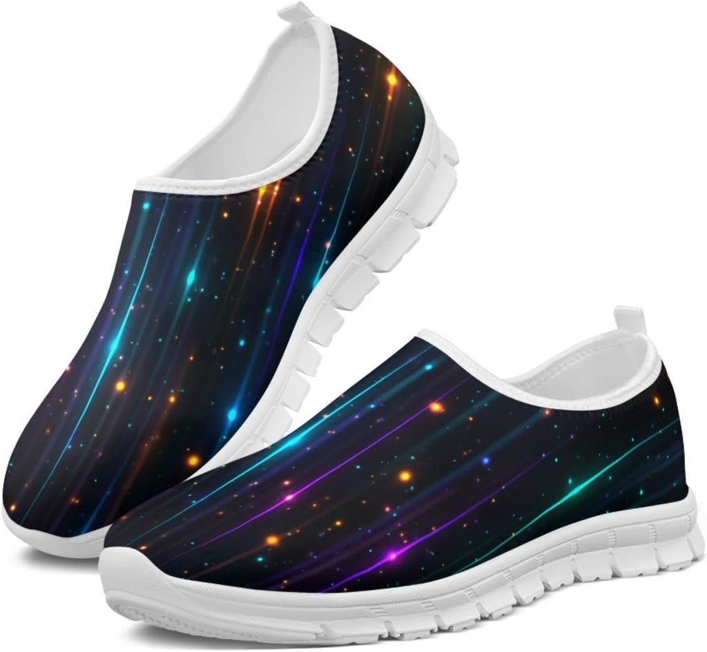 Women's Lightweight Floral Sneakers - Athletic Walking Shoes with Pull Tab and Cushioned Sole for Daily Errands - 6