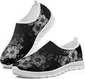 Women's Lightweight Floral Sneakers - Athletic Walking Shoes with Pull Tab and Cushioned Sole for Daily Errands - 6