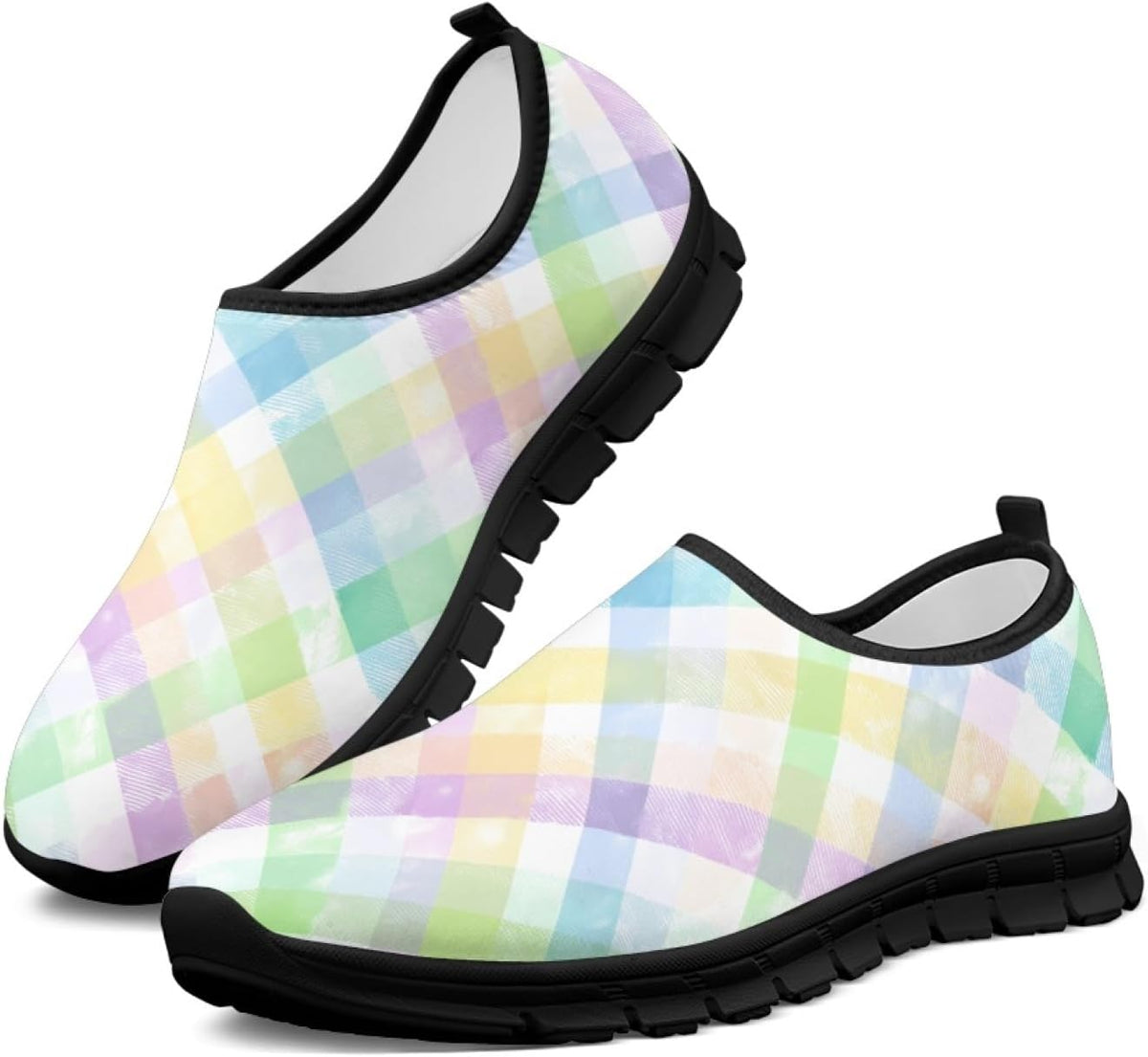 Women's Floral Print Walking Sneakers - Lightweight Athletic Shoes with Heel Pull Tab for Everyday Casual Wear - 8