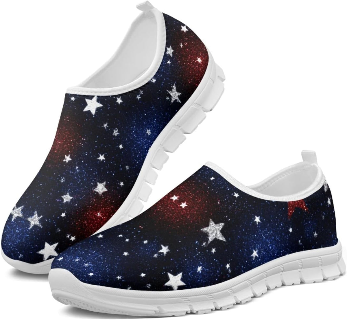 Women's Lightweight Floral Sneakers - Athletic Walking Shoes with Pull Tab and Cushioned Sole for Daily Errands - 8