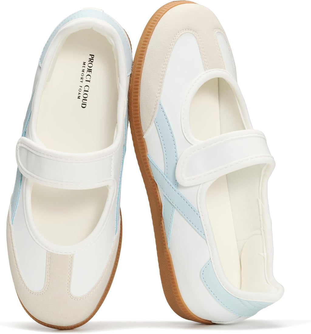 Women's Mary Jane Sneakers - Slip-On Casual Shoes with Cushioned Memory Foam Insole for Daily Walking - 6