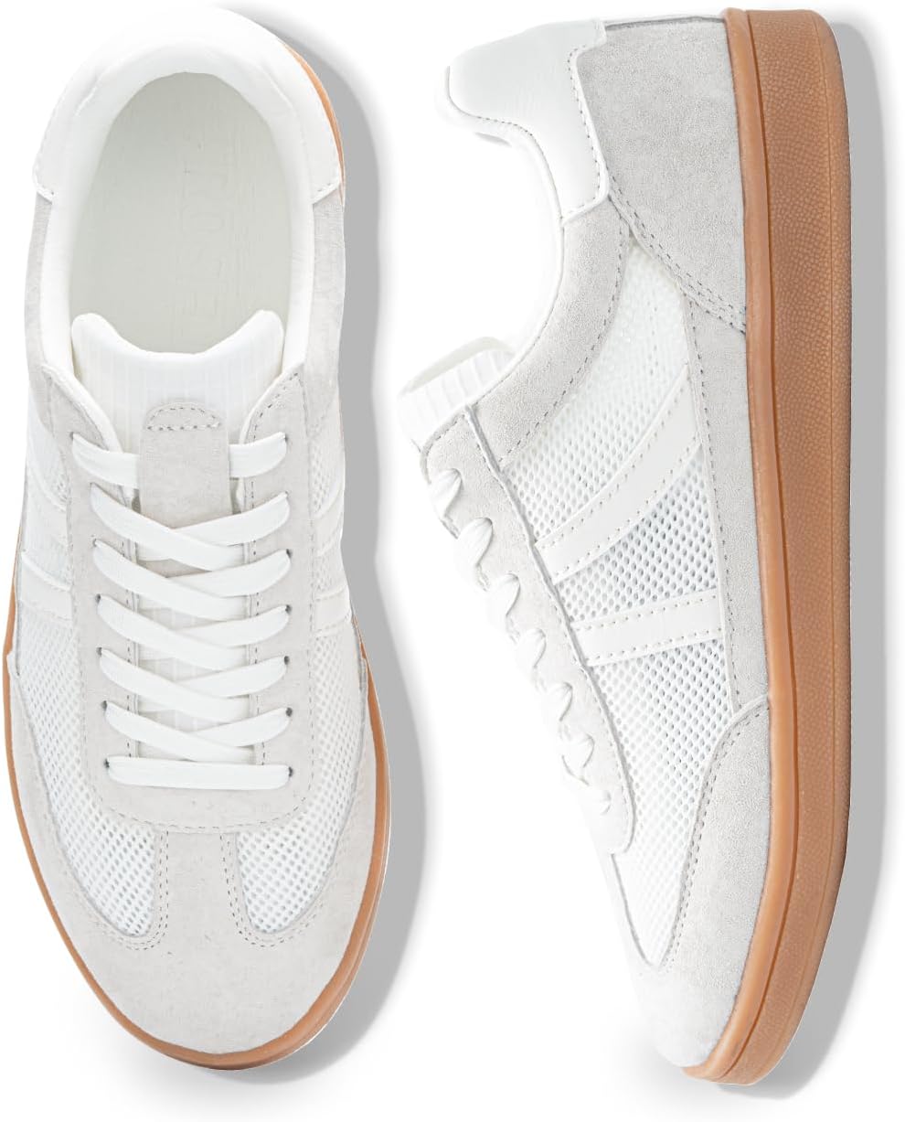 Women's Leather Slip-On Sneakers - Lightweight Non-Slip Shoes with Removable Insole for Spring Walking - 7