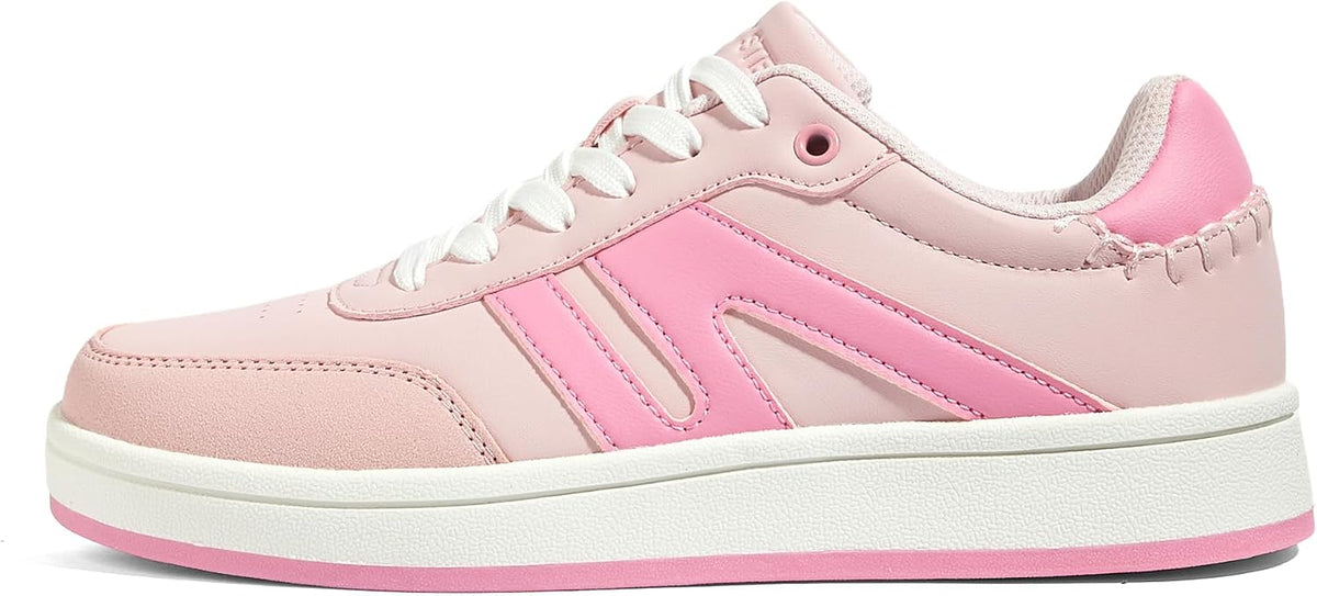 Women's Genuine Leather Retro Sneakers - Gum Sole Tennis Trainers with Anti-Slip Grip for Skate and Walking - 7