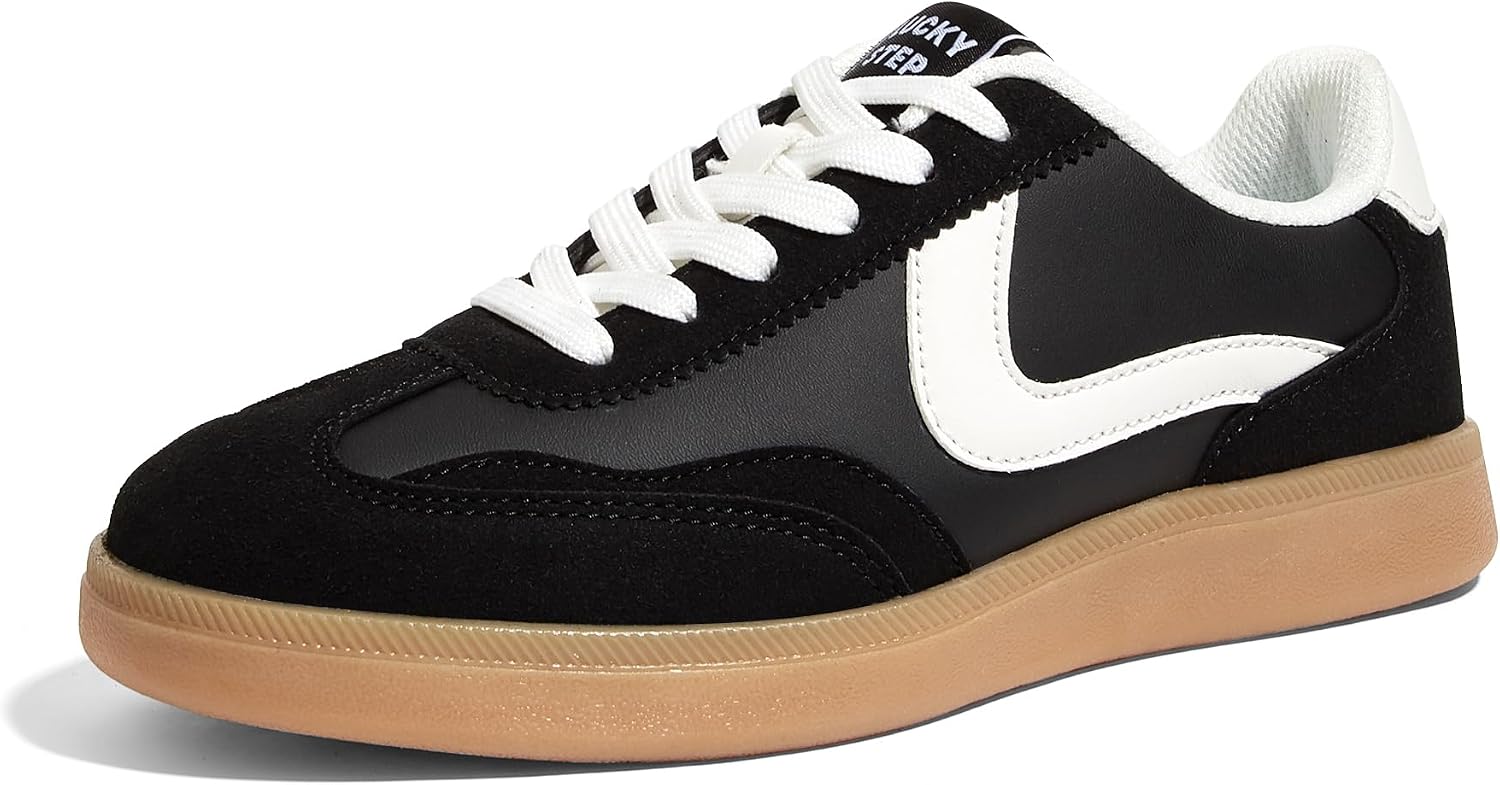Women's Classic Casual Sneakers - Lace-Up Skate Shoes with Durable Outsole for Walking and Daily Wear - 7