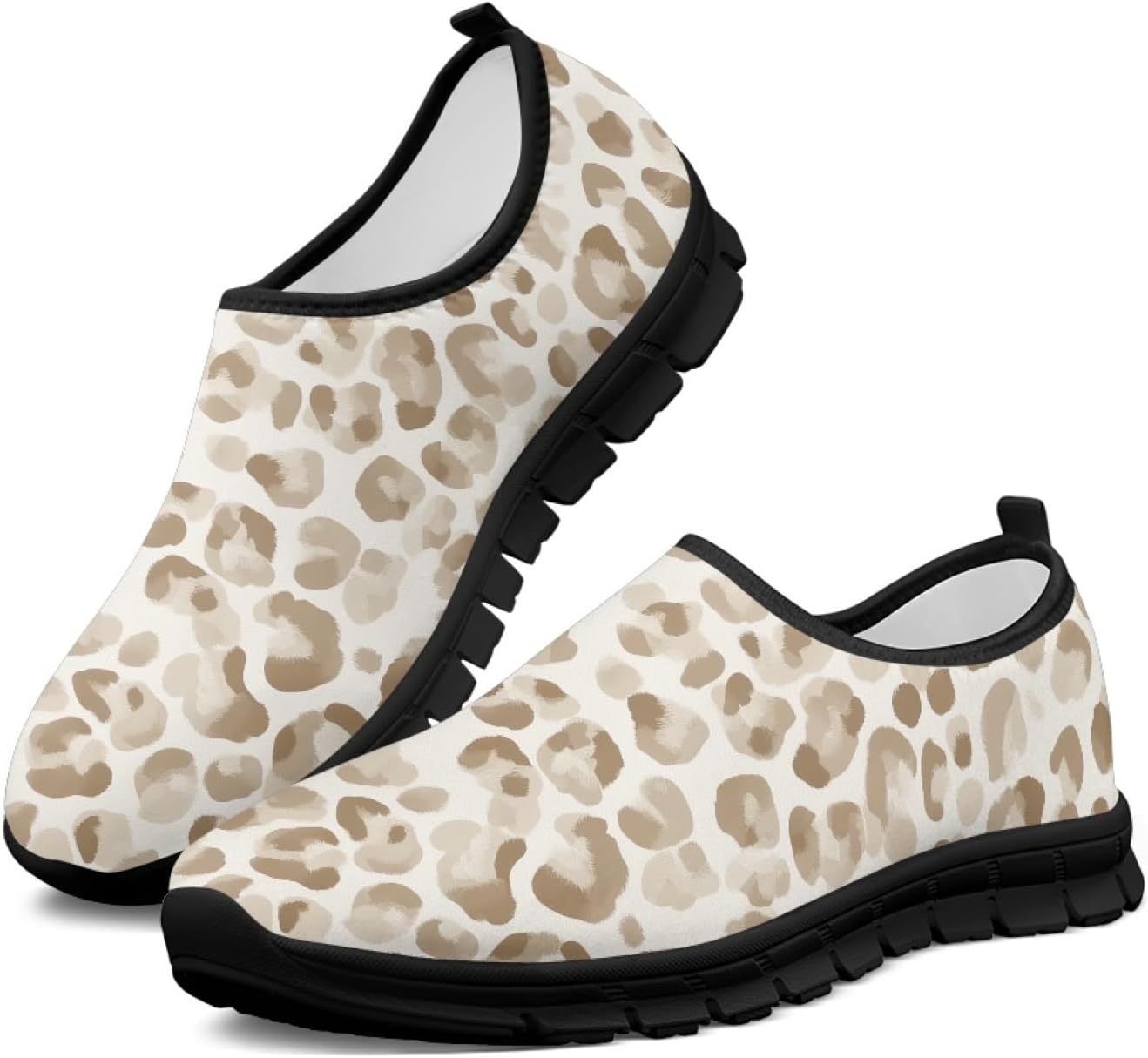 Women's Floral Print Walking Sneakers - Lightweight Athletic Shoes with Heel Pull Tab for Everyday Casual Wear - 8