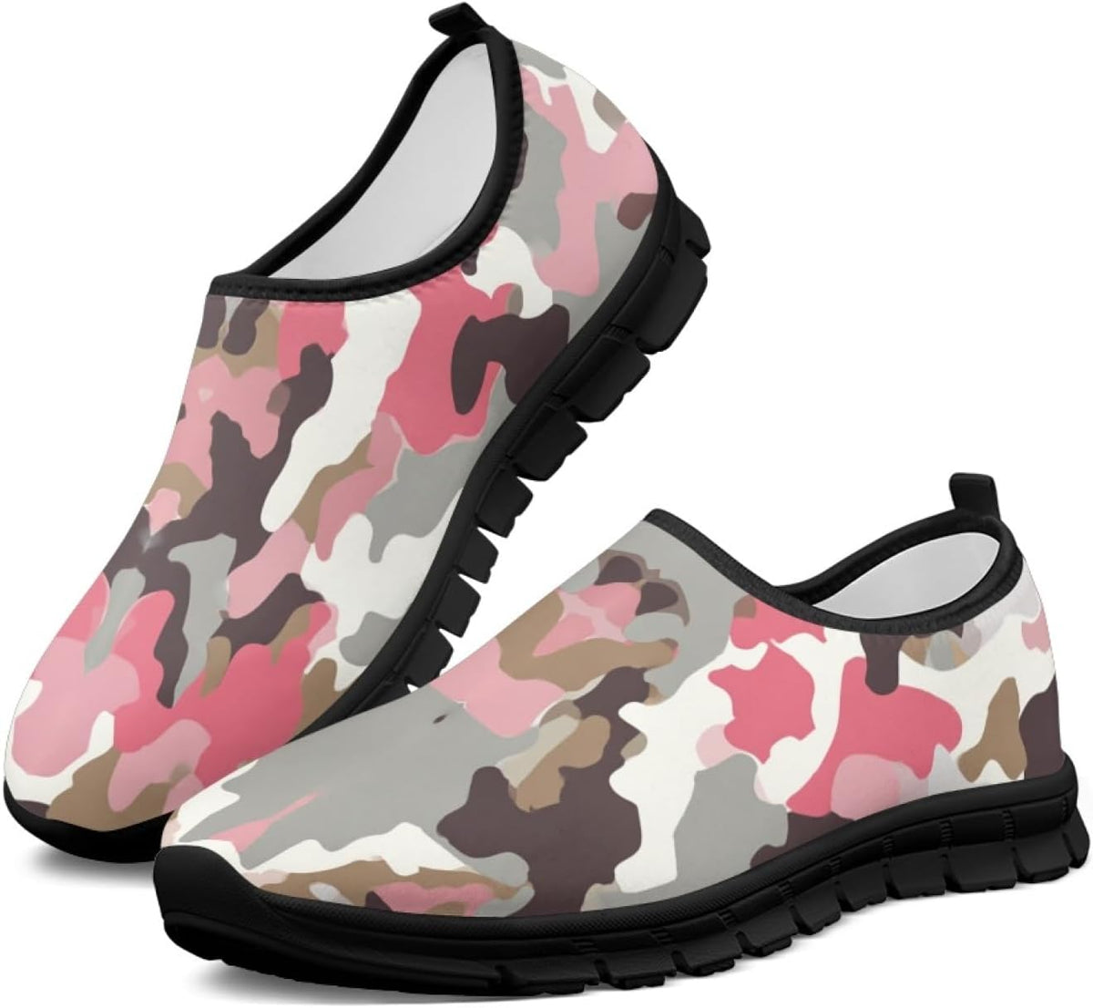 Women's Floral Print Walking Sneakers - Lightweight Athletic Shoes with Heel Pull Tab for Everyday Casual Wear - 7