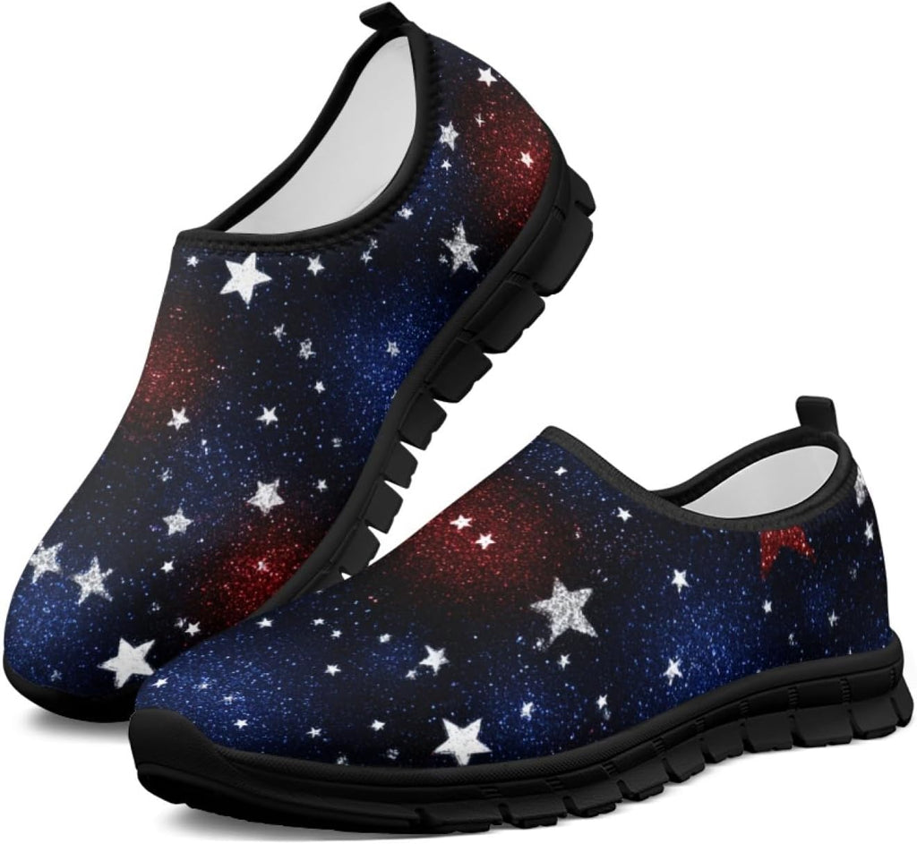 Women's Floral Print Walking Sneakers - Lightweight Athletic Shoes with Heel Pull Tab for Everyday Casual Wear - 6