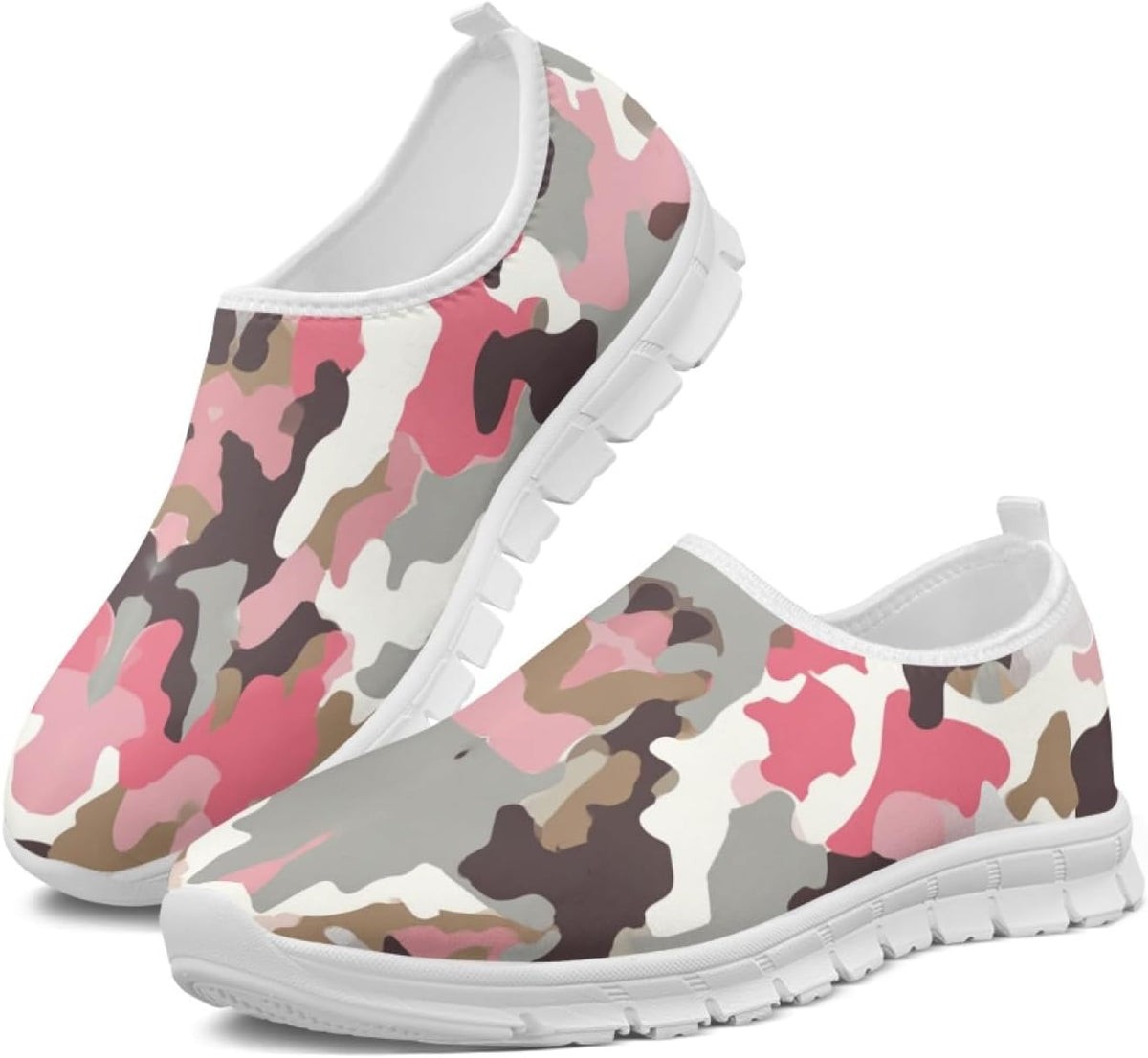 Women's Lightweight Floral Sneakers - Athletic Walking Shoes with Pull Tab and Cushioned Sole for Daily Errands - 10