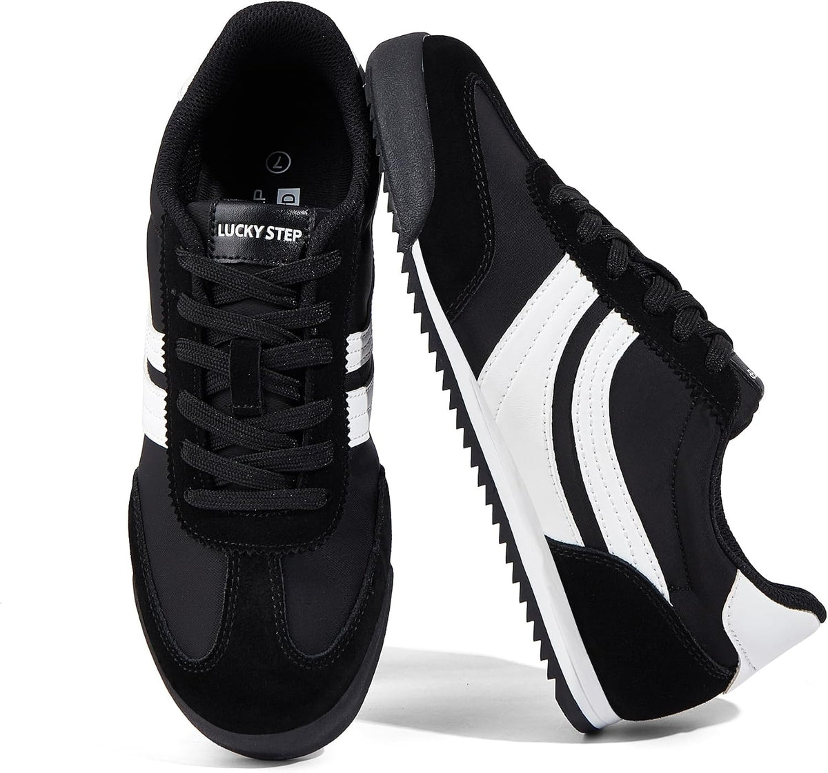 Women's Slim Retro Tennis Sneakers - Thin Sole Lace-Up Trainers for Gym Workouts and Walking - 6