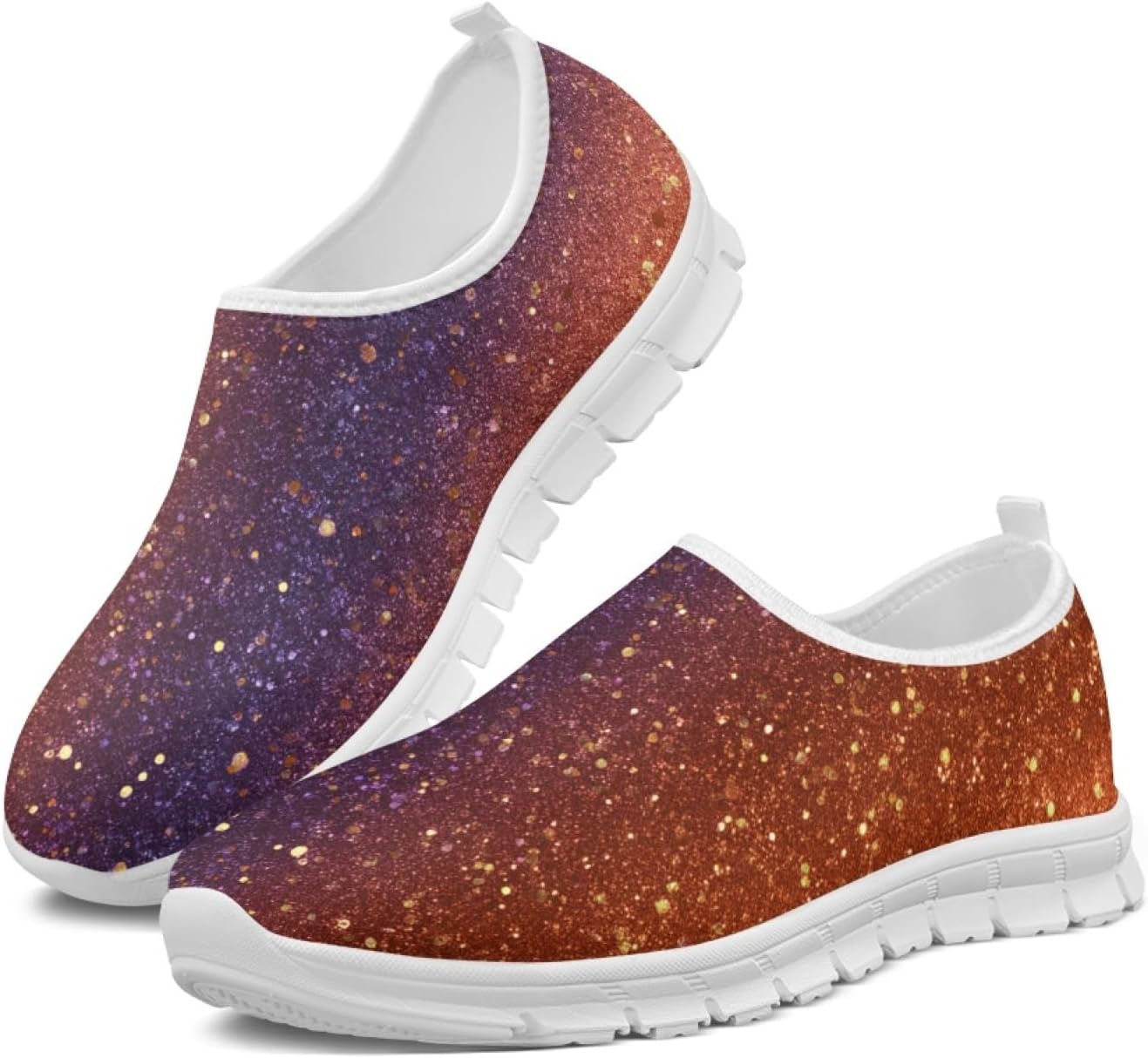 Women's Lightweight Floral Sneakers - Athletic Walking Shoes with Pull Tab and Cushioned Sole for Daily Errands - 7