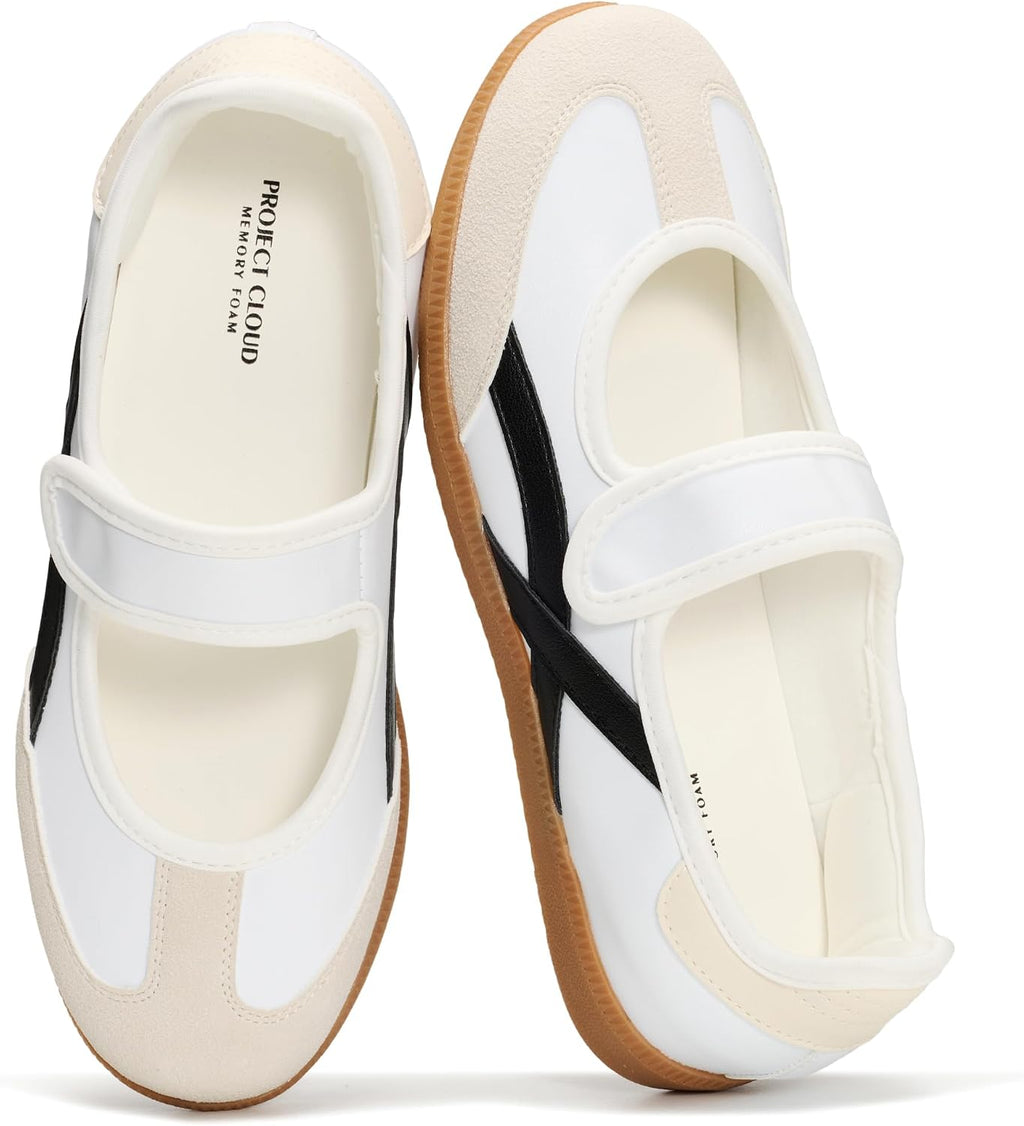 Women's Mary Jane Sneakers - Slip-On Casual Shoes with Cushioned Memory Foam Insole for Daily Walking - 6