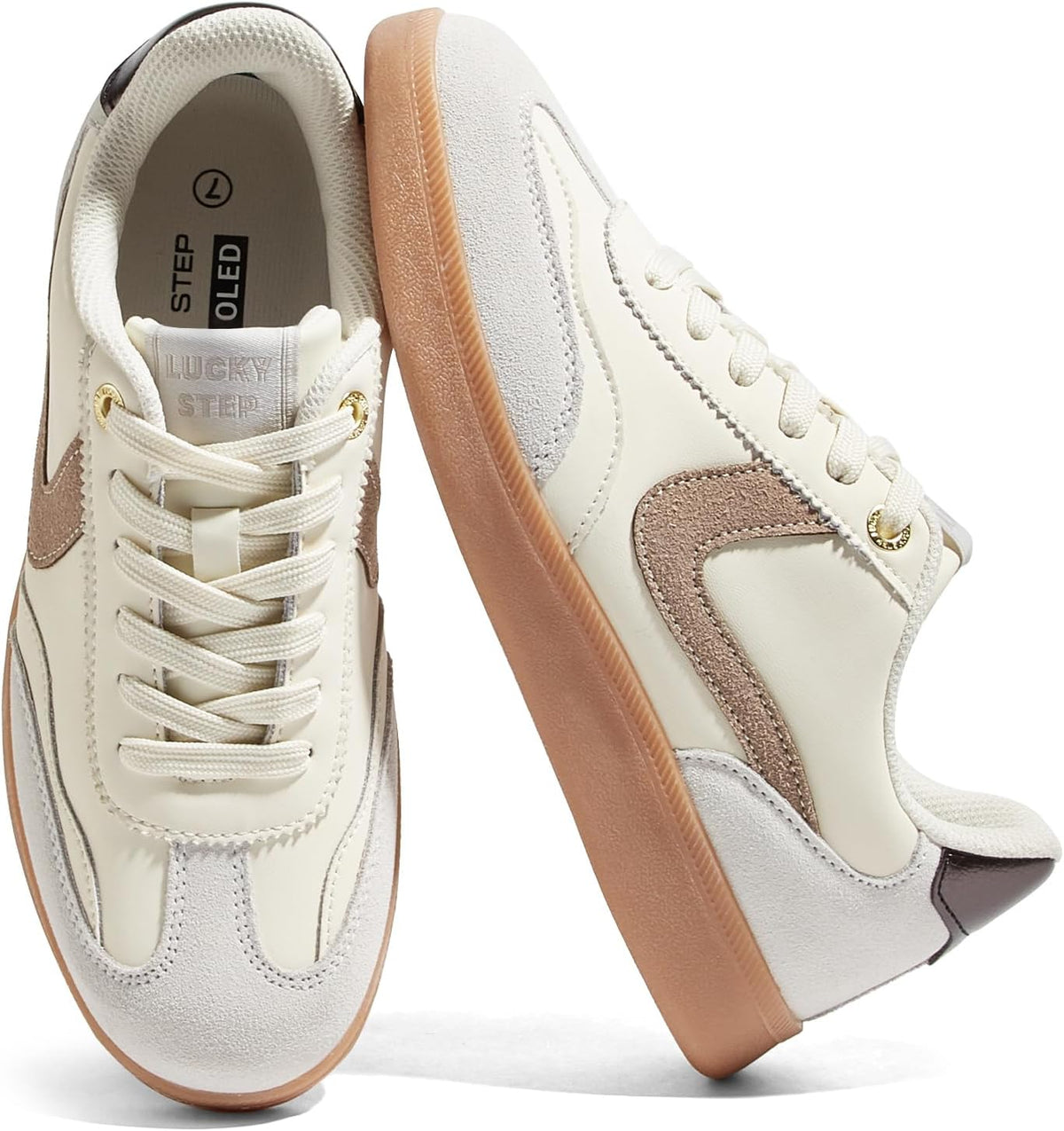 Women's Classic Casual Sneakers - Lace-Up Skate Shoes with Durable Outsole for Walking and Daily Wear - 6