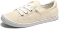 Women's Canvas Slip-On Shoes - Low Top Flat Sneakers with Non-Slip Rubber Outsole for Travel and Shopping - 6