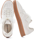 Women's Ribbon Lace-Up Sneakers - Arch Support Tennis Shoes with Cushioned Insole for Walking - 6
