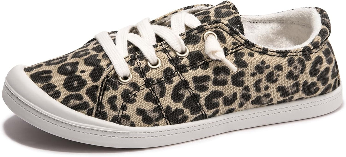 Women's Canvas Slip-On Sneakers - Low Top Walking Shoes with Breathable Upper and Cushioned Footbed - 6