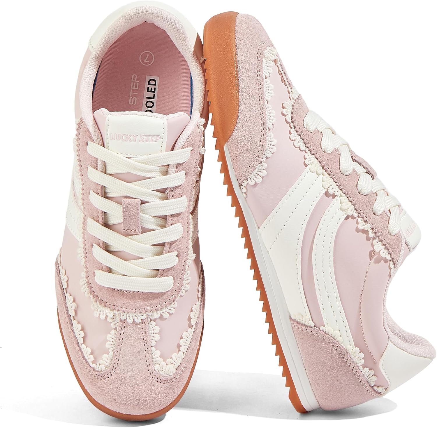 Women's Slim Retro Tennis Sneakers - Thin Sole Lace-Up Trainers for Gym Workouts and Walking - 6