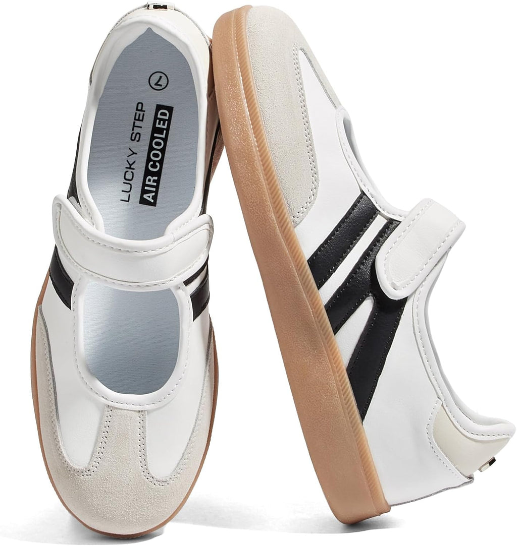 Women's Gum Sole Fashion Sneakers - Thin Sole Lace-Up Trainers for Casual Everyday Walking - 6
