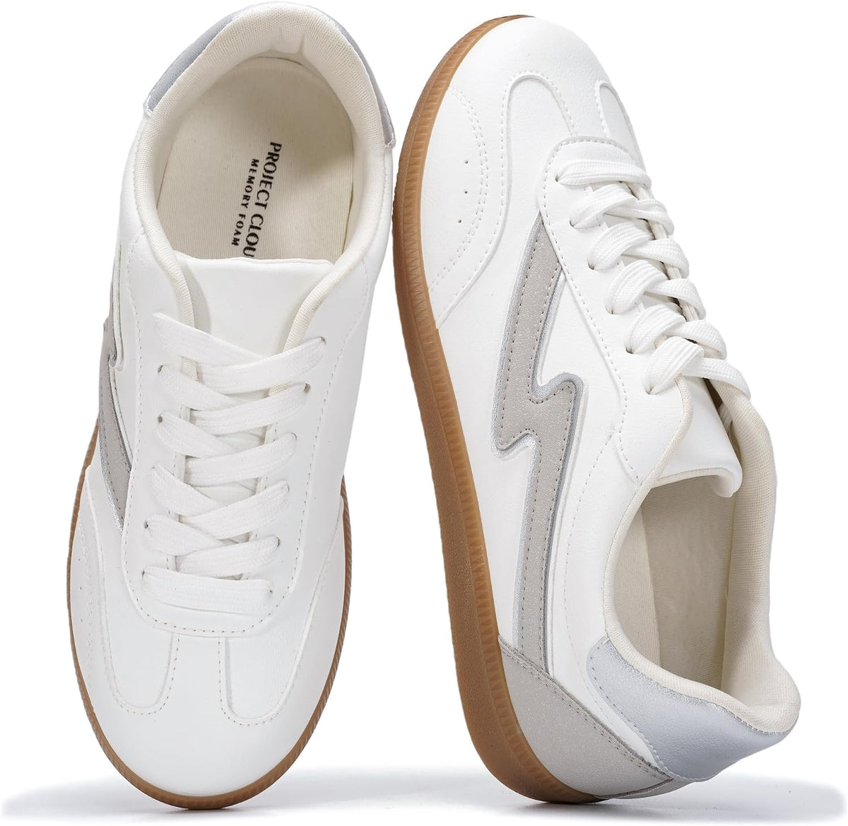 Women's Lace-Up Fashion Sneakers - Memory Foam Insole Casual Shoes for Work, Errands and Weekend Wear - 8