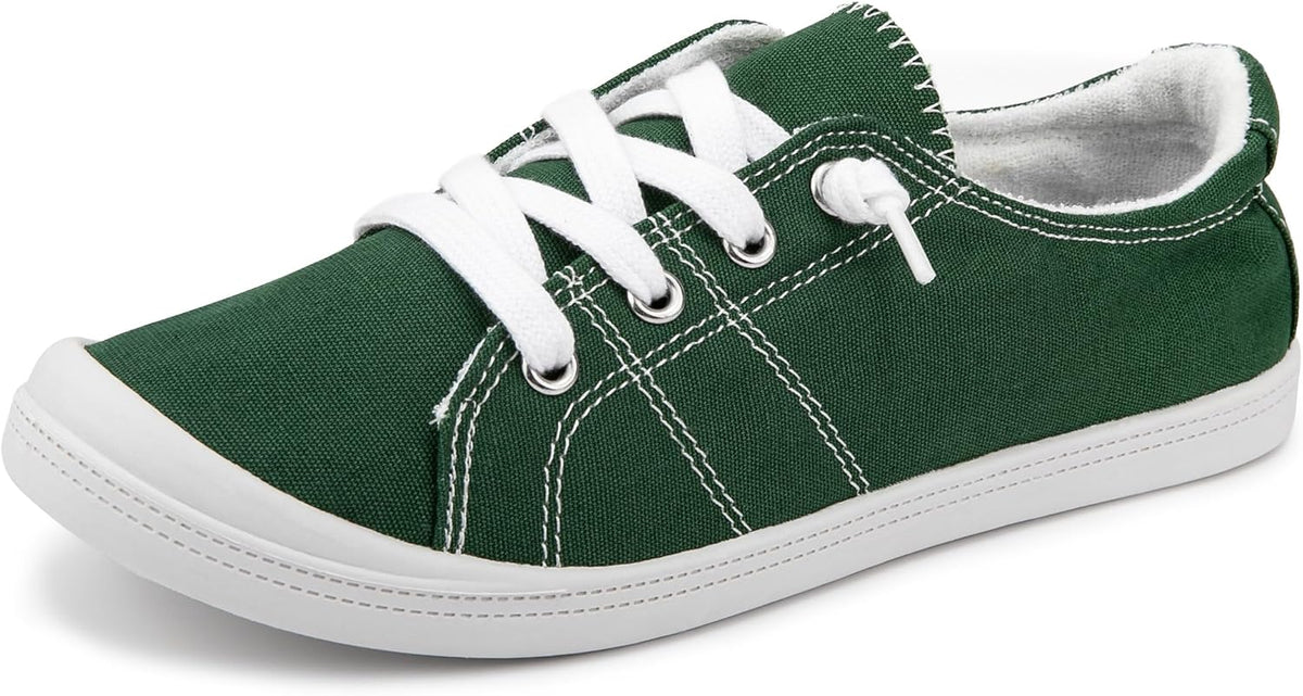 Women's Canvas Slip-On Sneakers - Low Top Walking Shoes with Breathable Upper and Cushioned Footbed - 9