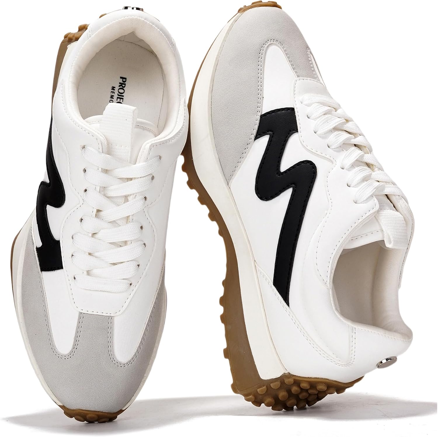 Women's Lace-Up Casual Sneakers - Lightweight Shoes with Memory Foam Insole and Non-Slip Outsole - 6
