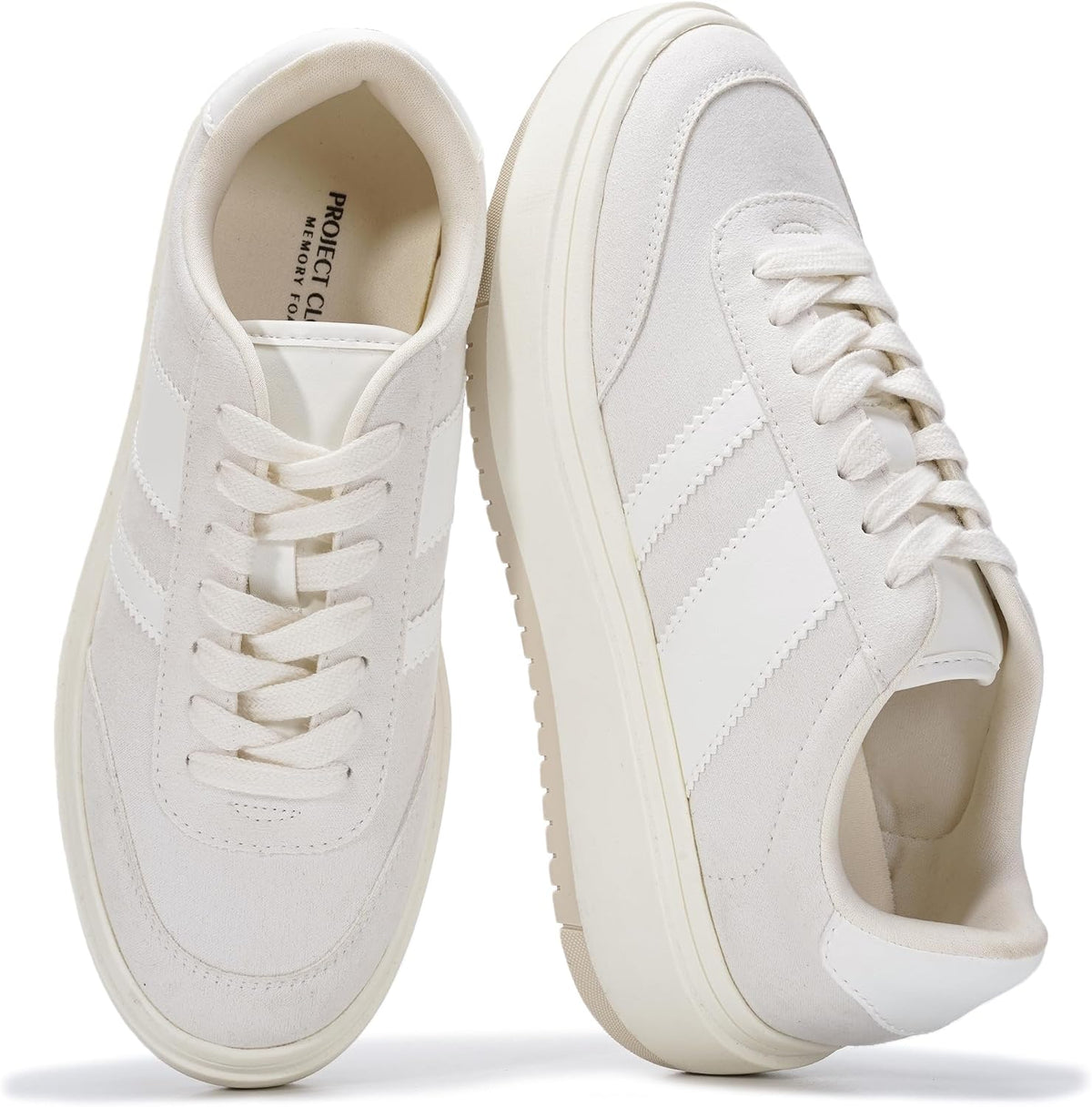 Women's Platform Lace-Up Sneakers - Memory Foam Insole with Non-Slip Sole for Casual Everyday Outfits - 6