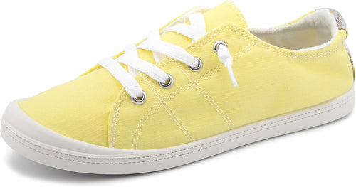 Women's Canvas Slip-On Sneakers - Low Top Walking Shoes with Breathable Upper and Cushioned Footbed - 6
