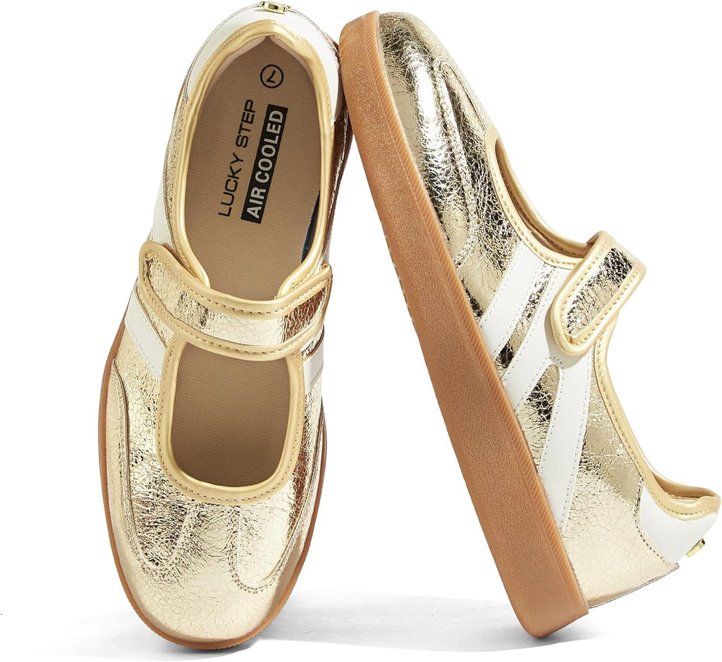 Women's Gum Sole Fashion Sneakers - Thin Sole Lace-Up Trainers for Casual Everyday Walking - 6