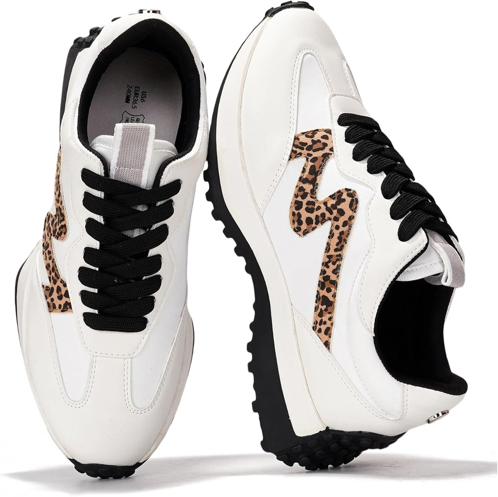 Women's Lace-Up Casual Sneakers - Lightweight Shoes with Memory Foam Insole and Non-Slip Outsole - 6
