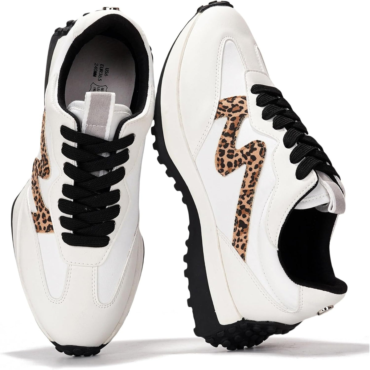 Women's Lace-Up Casual Sneakers - Lightweight Shoes with Memory Foam Insole and Non-Slip Outsole - 6