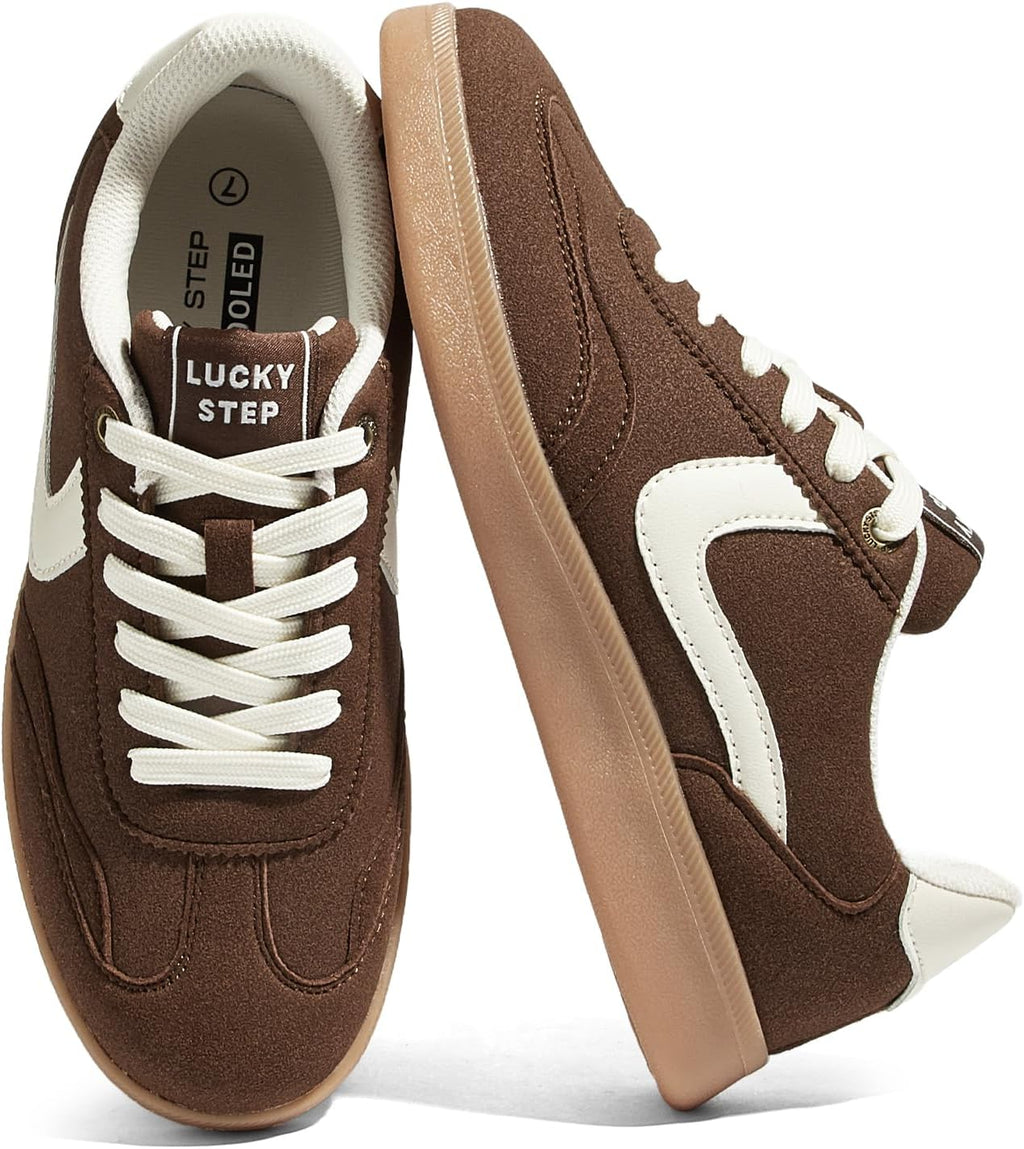 Women's Classic Casual Sneakers - Lace-Up Skate Shoes with Durable Outsole for Walking and Daily Wear - 7