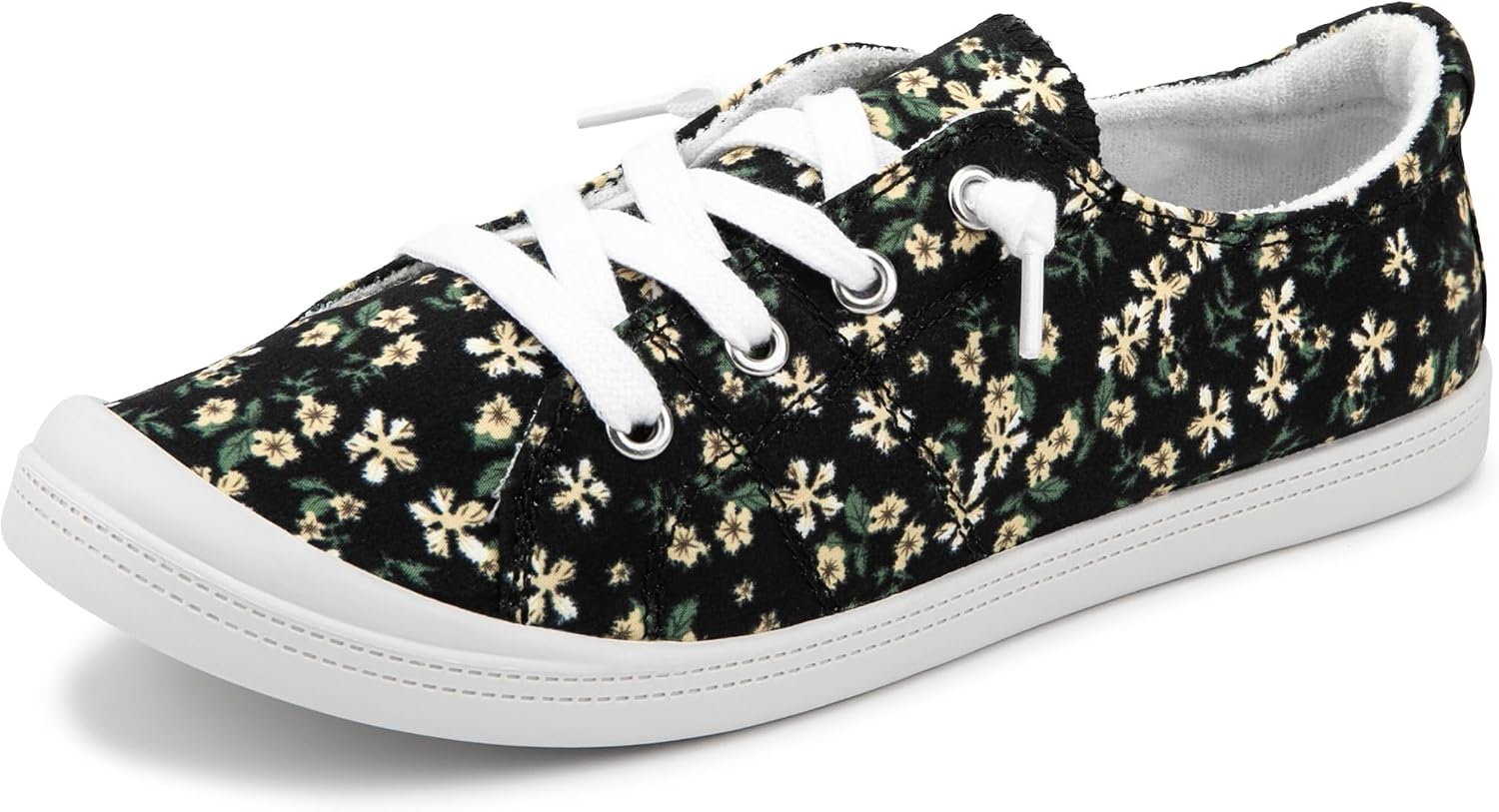 Women's Canvas Slip-On Sneakers - Low Top Walking Shoes with Breathable Upper and Cushioned Footbed - 8