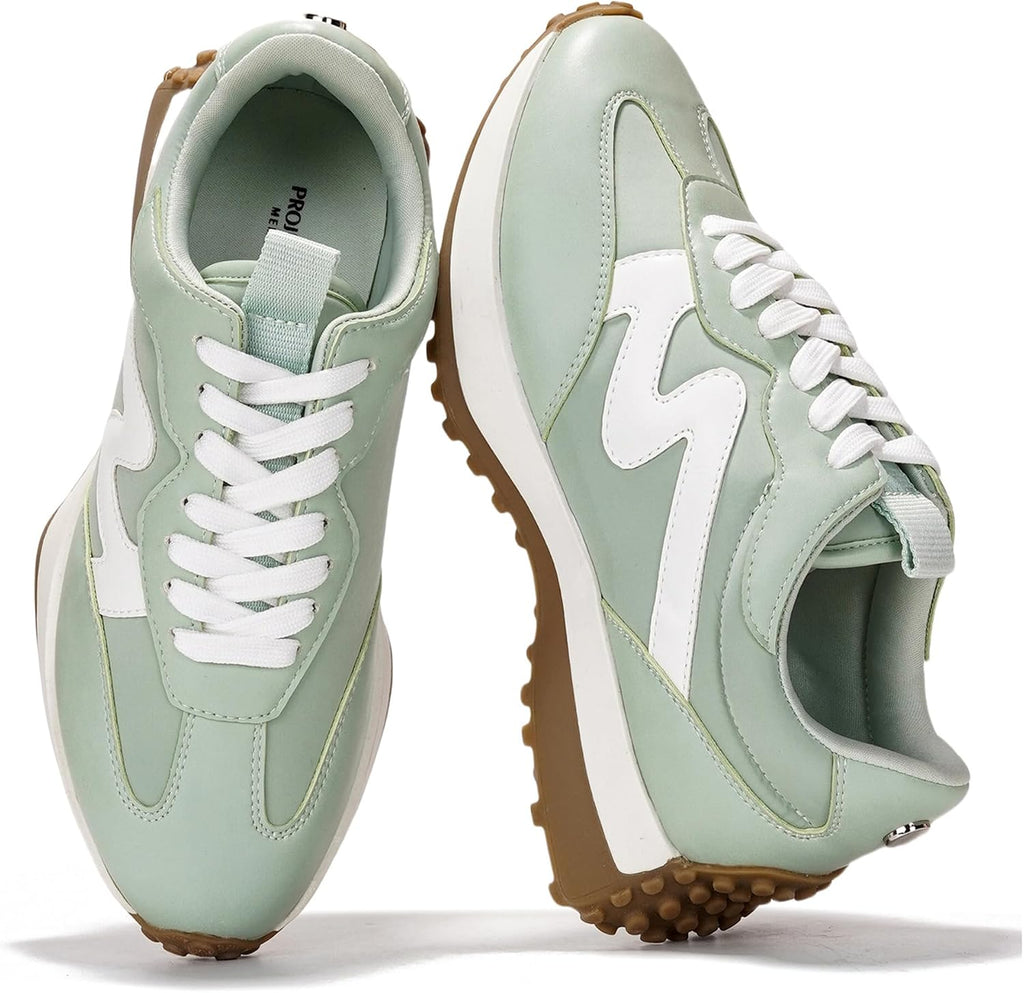 Women's Lace-Up Casual Sneakers - Lightweight Shoes with Memory Foam Insole and Non-Slip Outsole - 7