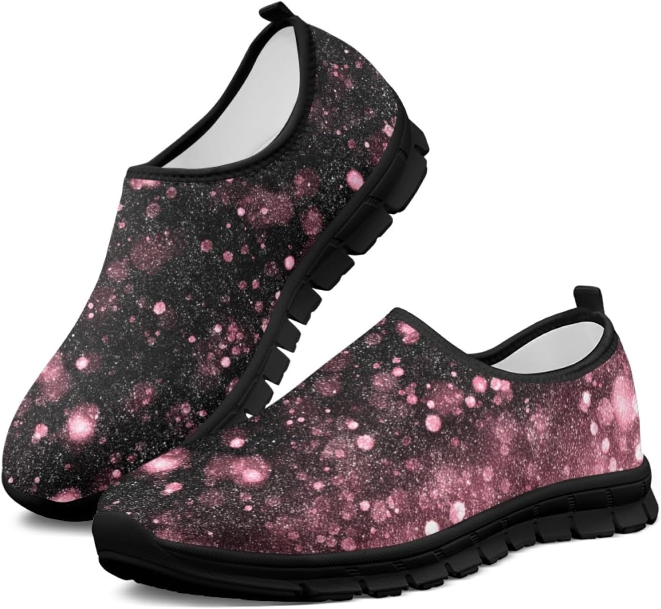 Women's Floral Print Walking Sneakers - Lightweight Athletic Shoes with Heel Pull Tab for Everyday Casual Wear - 8