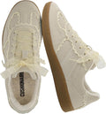 Women's Ribbon Lace Detail Sneakers - Memory Foam Casual Shoes in Regular and Wide Sizes - 6