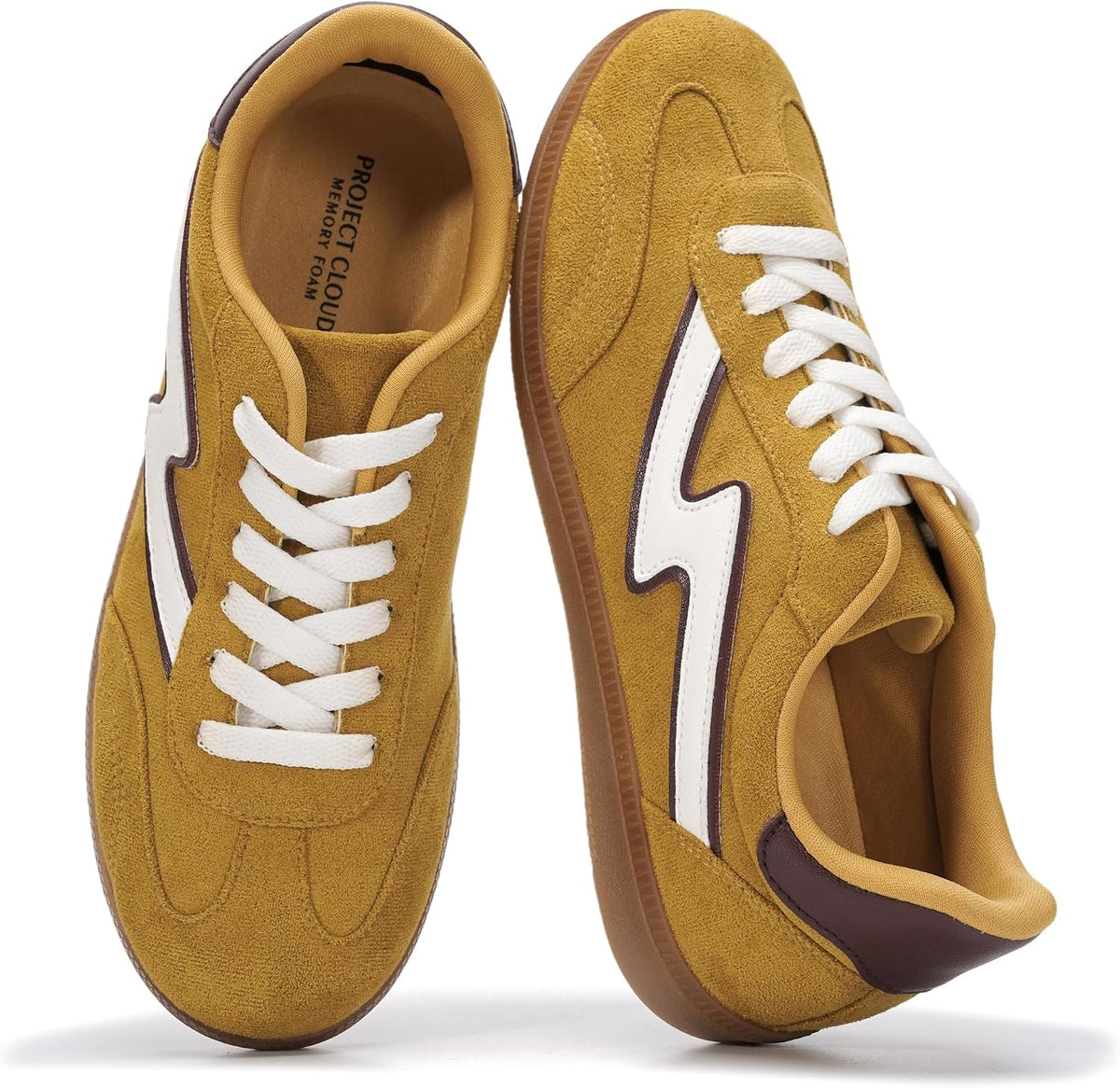 Women's Lace-Up Fashion Sneakers - Memory Foam Insole Casual Shoes for Work, Errands and Weekend Wear - 7
