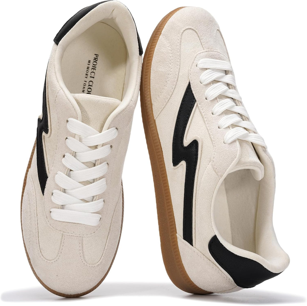 Women's Lace-Up Fashion Sneakers - Memory Foam Insole Casual Shoes for Work, Errands and Weekend Wear - 7