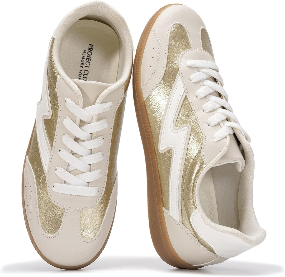 Women's Lace-Up Fashion Sneakers - Memory Foam Insole Casual Shoes for Work, Errands and Weekend Wear - 8