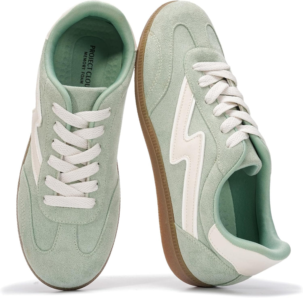 Women's Lace-Up Fashion Sneakers - Memory Foam Insole Casual Shoes for Work, Errands and Weekend Wear - 9