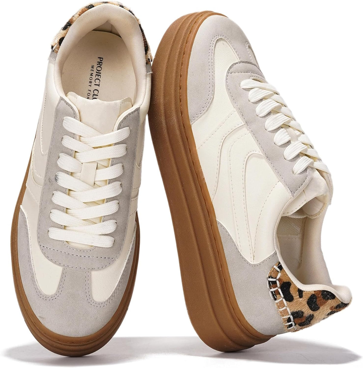 Women's Platform Lace-Up Sneakers - Memory Foam Insole, Non-Slip Sole and Lightweight Build for Daily Walking - 6