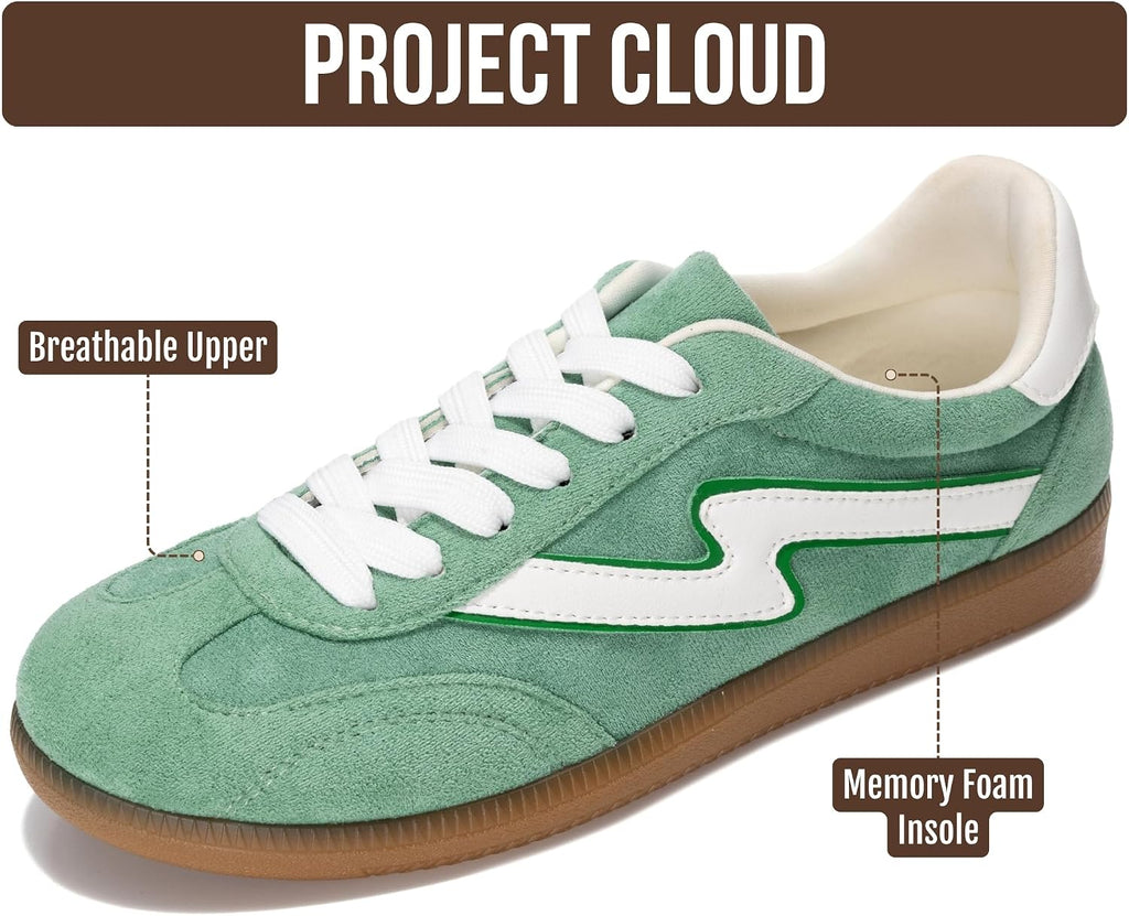 Women's Lace-Up Fashion Sneakers - Memory Foam Insole Casual Shoes for Work, Errands and Weekend Wear - 6