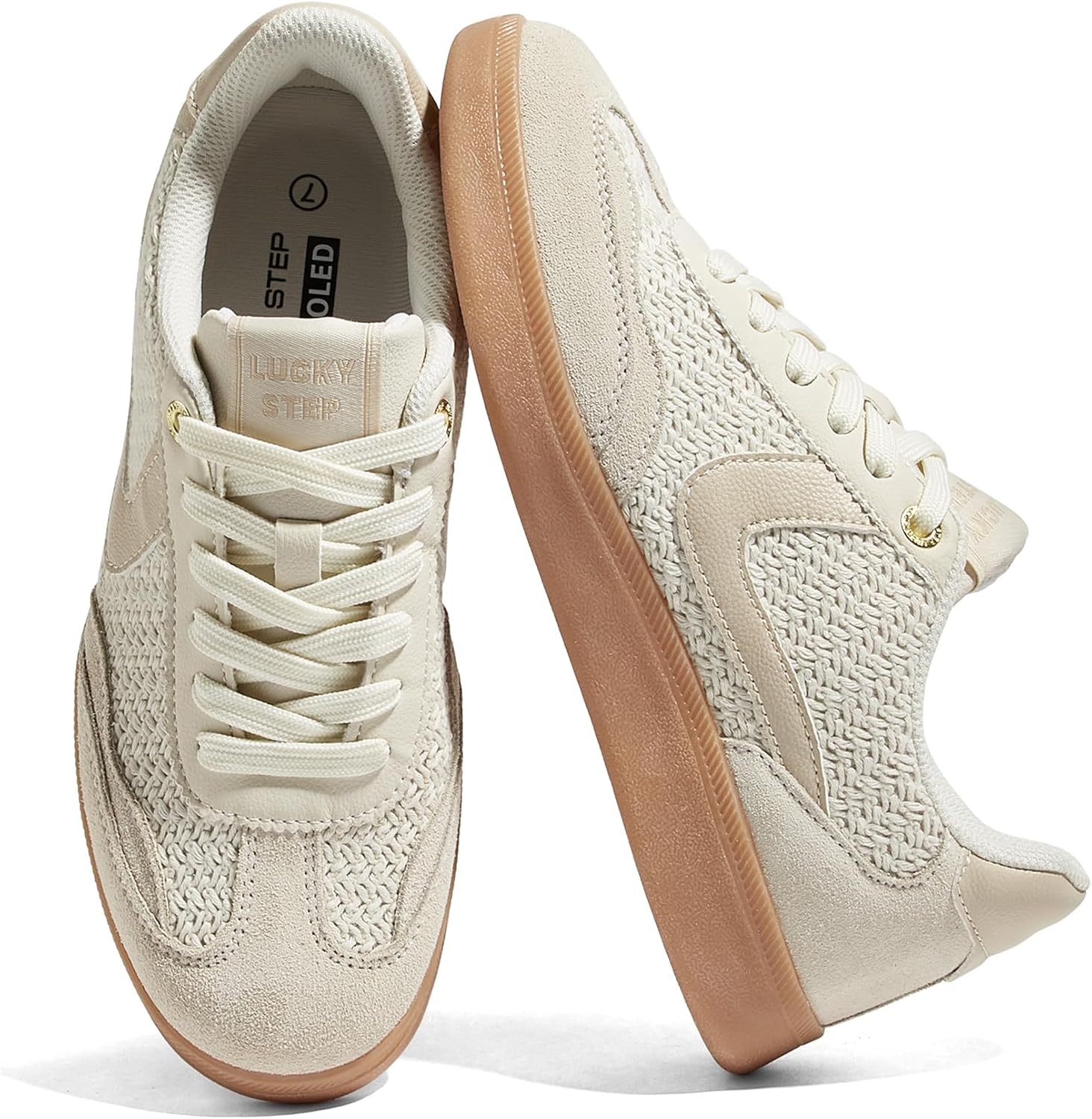 Women's Classic Casual Sneakers - Lace-Up Skate Shoes with Durable Outsole for Walking and Daily Wear - 8