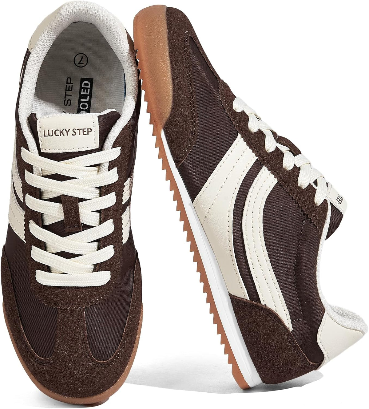 Women's Slim Retro Tennis Sneakers - Thin Sole Lace-Up Trainers for Gym Workouts and Walking - 6
